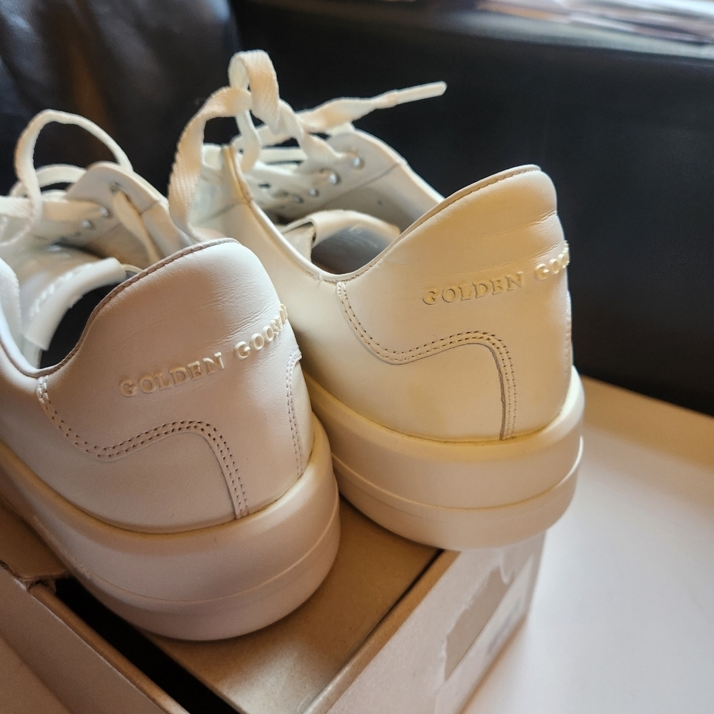 Golden Goose optic white sneakers size 40 BNWB some yellowing of leather - Picture 5 of 13
